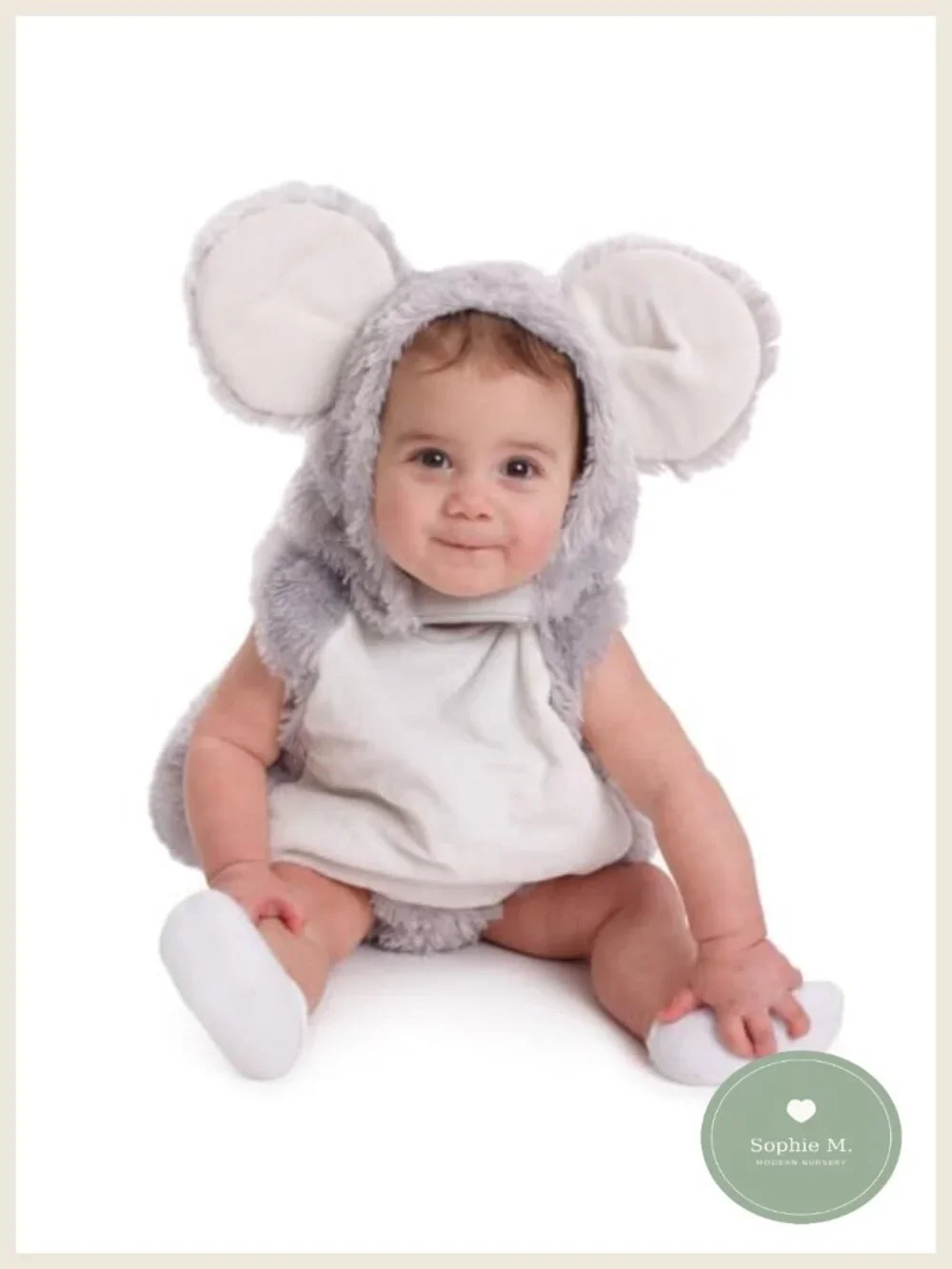 Baby Mouse Costume for Toddlers, Plush Polyester, Velcro Closure, Halloween
